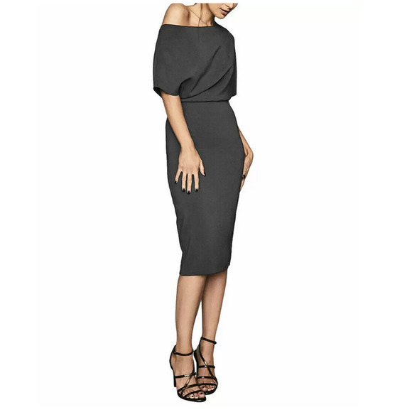 Reiss Madison Dress Off Shoulder Gray Size 2 - Picture 1 of 3